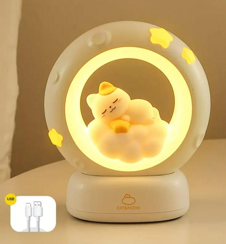 Sleeping Cat LED Night Light Lamp with Touch Control - abdtrendy