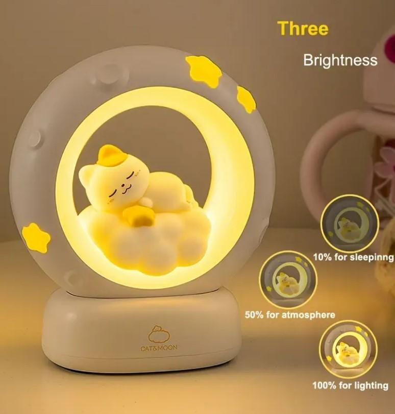 Sleeping Cat LED Night Light Lamp with Touch Control - abdtrendy